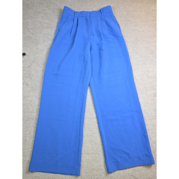 Abercrombie & Fitch Women's Blue Grey Pleated Wide Leg Trouser Pants Size M(2) - Picture 5 of 16